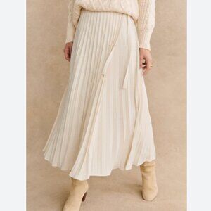 Sezane Dila Midi Skirt Sz40/US8 Ecru Ivory Pleated French Style Casual